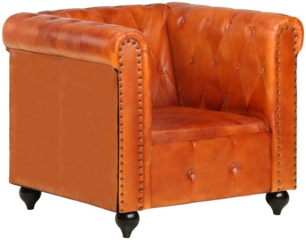 vidaXL Chesterfield-Sessel Hellbraun Echtleder 283754