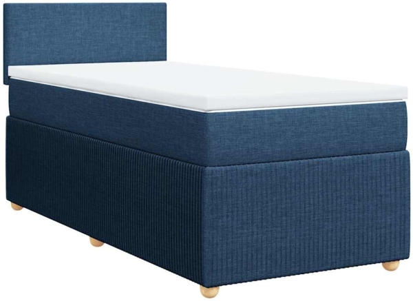 vidaXL Boxspringbett mit Matratze Blau 90x190 cm Stoff 3287310