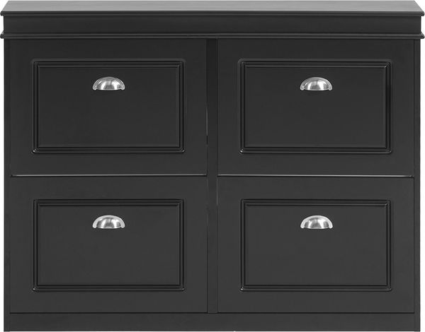 SoBuy FSR79-SCH Schuhschrank, MDF, Lackiert, Schwarz, 105 x 83 x 24 cm