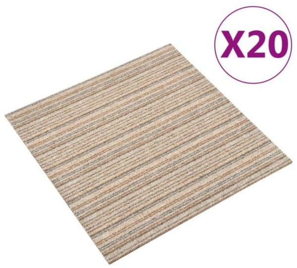 vidaXL Teppichfliesen 20 Stk. 5 m² 50x50 cm Gestreift Beige 147320