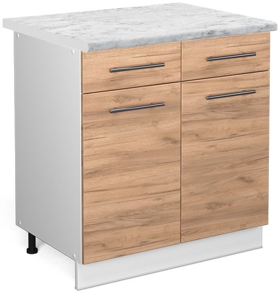 Küchenunterschrank Fame-Line Goldkraft Eiche 80 cm , AP Marmor Vicco