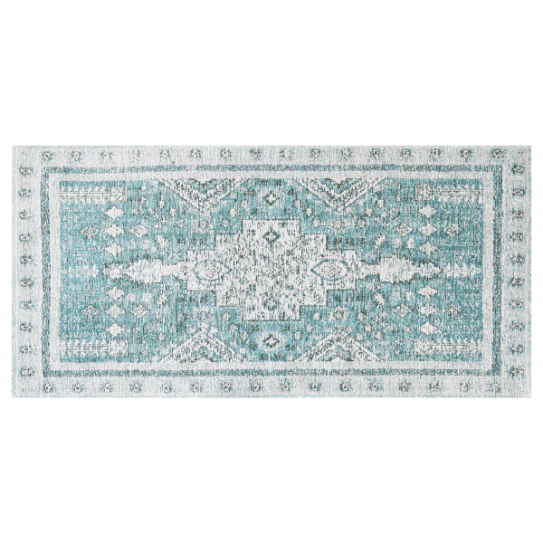 Teppich Baumwolle mintgrün 80 x 150 cm orientalisches Muster Kurzflor FULLA