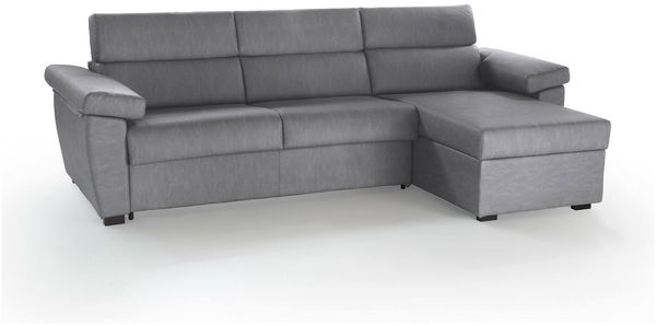 Dmora Schlafsofa mit Halbinsel Priverno, Verwandelbares Ecksofa für das Wohnzimmer, gepolstert, abnehmbar, 100 % Made in Italy, 285x160 h100 cm, Grau