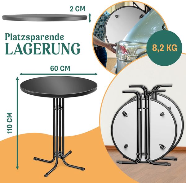 KESSER® Gastro Stehtisch klappbar - Gastronomie Bistrotisch rund - Wetterbeständiger Klapptisch Gartentisch - Runder Partytisch - Hitzebeständig - Stabil und sicher Schwarz, Ø 60 cm, 2er Set Bild 6