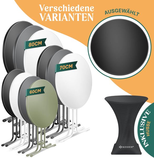 KESSER® Gastro Stehtisch klappbar - Gastronomie Bistrotisch rund - Wetterbeständiger Klapptisch Gartentisch - Runder Partytisch - Hitzebeständig - Stabil und sicher Schwarz, Ø 60 cm, 2er Set Bild 7