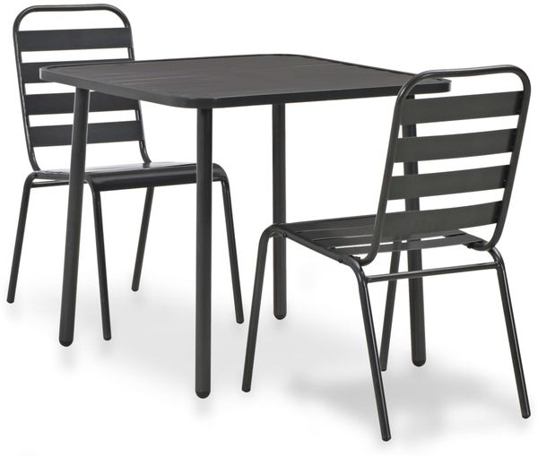 vidaXL 3-tlg. Bistro-Set Stahl Dunkelgrau 44261