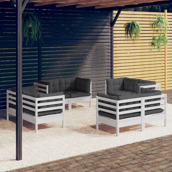 vidaXL 8-tlg. Garten-Lounge-Set mit Anthrazit Kissen Kiefernholz 3096059