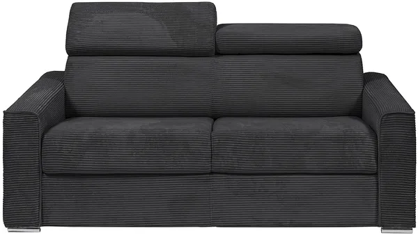 Vente-unique - VIZIR Sofa SamtStoff Grau - B 223 cm94 cm x H 110 cm95 cm x L 196 cm