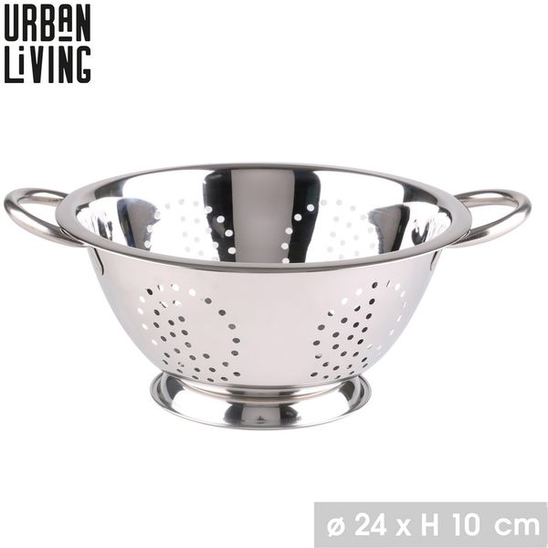 Urban Living Nudelsieb Edelstahl Abtropfsieb Sieb Gemüsesieb Durchschlag Sieher, (1-St, in Silber), mit zwei Griffen - Größe: (L x B x H) 30 x 24 x 11 cm
