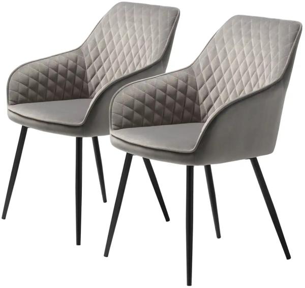 Armlehnstuhl >MILTON< (2er Set) (B/H/T: 58x84x59 cm) in Grau - 58x84x59 (BxHxT)