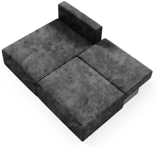 Ecksofa mit Schlaffunktion NATALIA XS in Stoff Tilia Schwarz Ottomane Links Bild 5