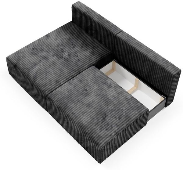 Ecksofa mit Schlaffunktion NATALIA XS in Stoff Tilia Schwarz Ottomane Links Bild 4