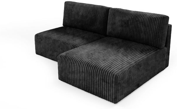 Ecksofa mit Schlaffunktion NATALIA XS in Stoff Tilia Schwarz Ottomane Links Bild 2