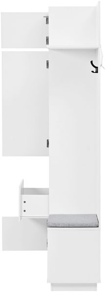 Flurgarderobe Kompakt mit Spiegel, Sitzbank & Schuhregal, Weiß, 90x34,5x190 cm Bild 9