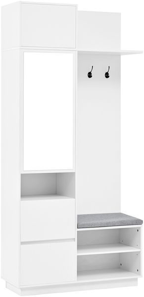 Flurgarderobe Kompakt mit Spiegel, Sitzbank & Schuhregal, Weiß, 90x34,5x190 cm Bild 8