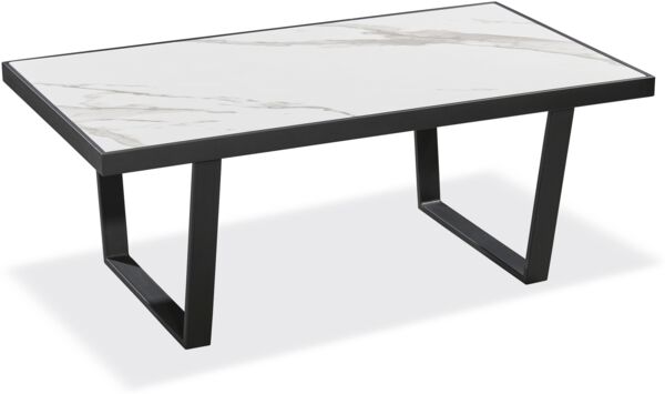 Couchtisch >Jordan< in weiß, schwarz, MDF, Metall - 110x43x60cm (BxHxT)