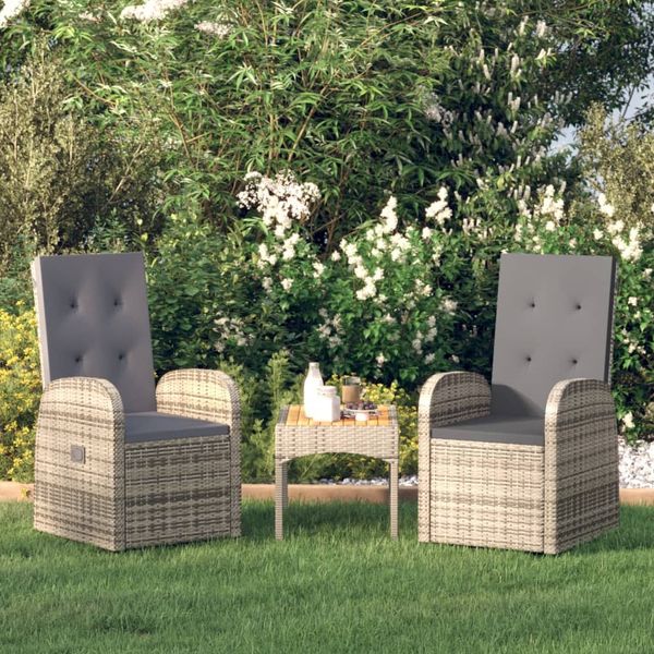 vidaXL Garten-Liegestühle 2 Stk. mit Auflagen Poly Rattan Grau 47676