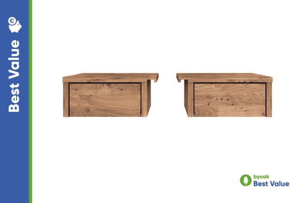 byoak Nachtkommode PENNY mit Schubladen aus Massivholz, Linkes und Rechtes Paar, Geölt