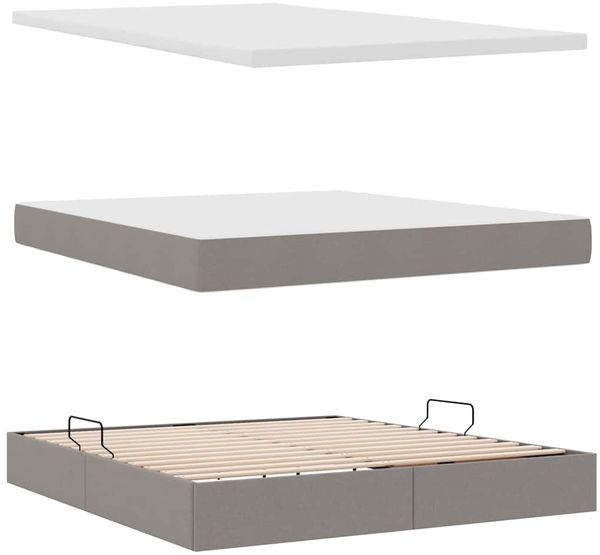 vidaXL Aufbewahrungsbett mit Matratze Taupe 160 x 200 cm Holzwerkstoff 3370521 Bild 8