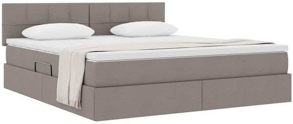 vidaXL Aufbewahrungsbett mit Matratze Taupe 160 x 200 cm Holzwerkstoff 3370521 Bild 3
