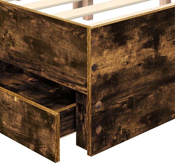vidaXL Bettrahmen Geräucherte Eiche 140 x 190 cm Holzwerkstoff 3412189 Bild 11