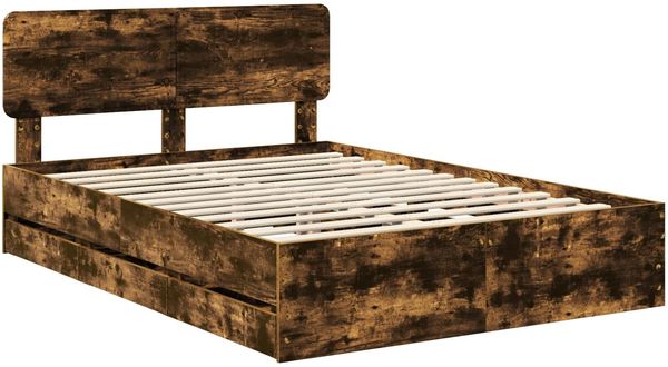 vidaXL Bettrahmen Geräucherte Eiche 140 x 190 cm Holzwerkstoff 3412189 Bild 4