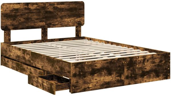 vidaXL Bettrahmen Geräucherte Eiche 140 x 190 cm Holzwerkstoff 3412189 Bild 5
