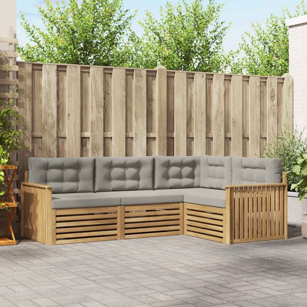 vidaXL Outdoor-Sofagarnitur 4 pcs Weiß und Hellgrau 3390401