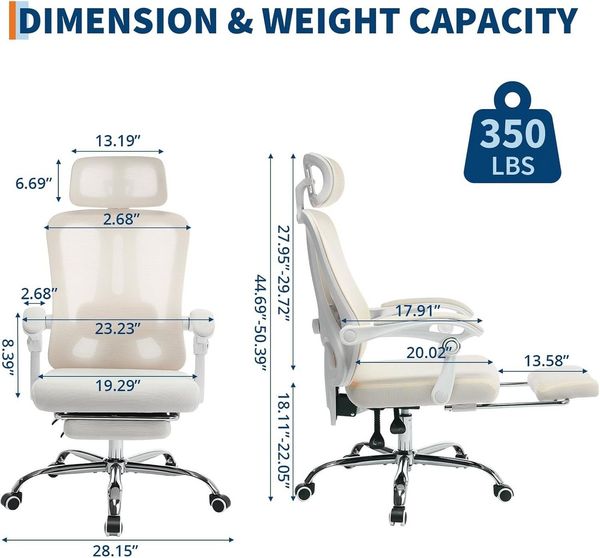 GarveeMore Bürostuhl Ergonomischer,Drehstuhl mit Fußstütze und verstellbarer Lordosenstütze, Home-Office-Stuhl,Gaming-Stuhl mit hoher Rückenlehne mit Kissen