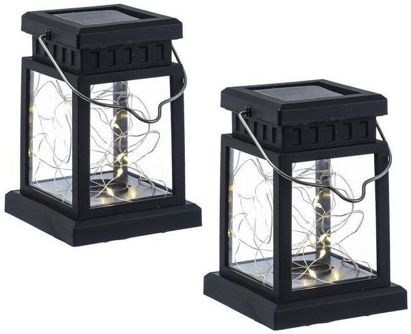 MARELIDA LED Solarleuchte LED Solar Mini Laternen Deko Gartenlaternen Lichtsensor 12,5cm 2er Set, LED Classic, warmweiß (2100K bis 3000K)