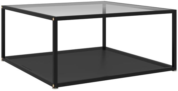 vidaXL Couchtisch Transparent und Schwarz 80x80x35 cm Hartglas 322896