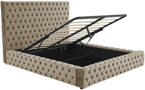 Vente-unique - DULENI Bett SamtStoff Schokoladenbraun - B 230 cm x H 138 cm x L 192 cm Bild 4