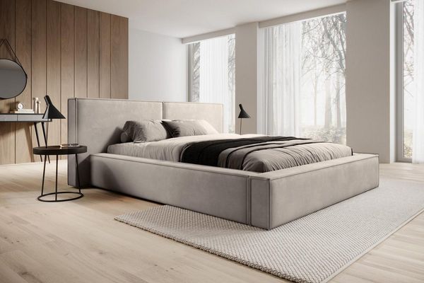 Compleo Polsterbett mit Bettkasten und Lattenrost, gepolstertes Kopfteil HEVE (Kostenlose Lieferung! TOP ANGEBOT), DesignerBett, Viele Varianten zur Auswahl–wählen Sie Größe und Farbe!