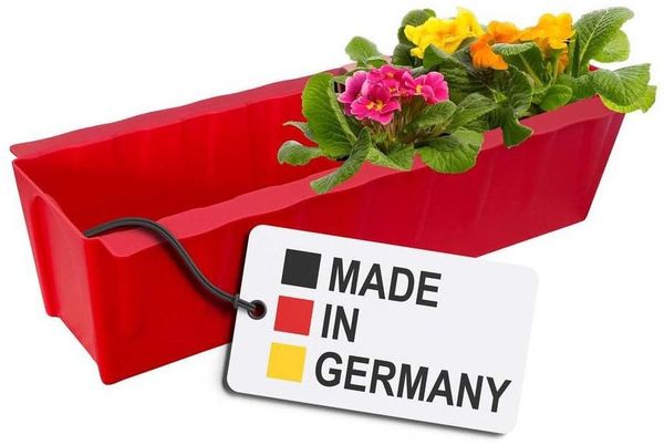 BURI Euro-Paletten Blumenkasten | 37,3cm Rot | Pflanzkasten für Europalette Palette | Balkonkasten | Blumentopf | aus stabilen Kunststoff | Made in Germany