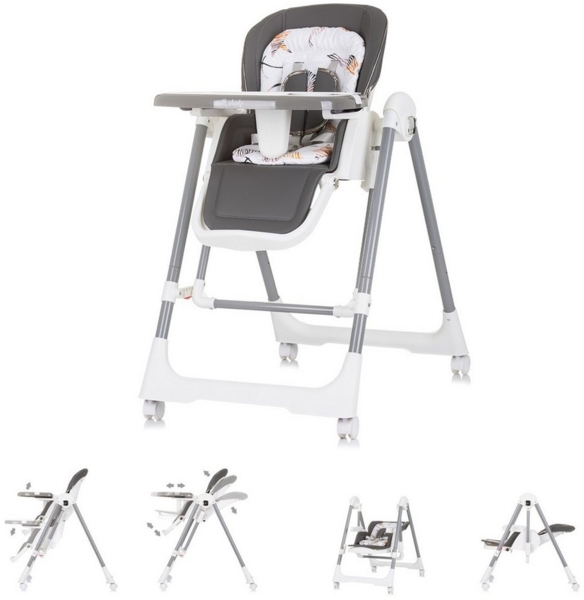 Chipolino Kinderhochstuhl 2 in 1 Milk Shake, verstellbar, Babyschaukel, Räder grau