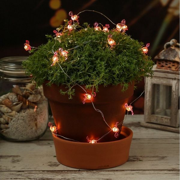 MARELIDA LED-Lichterkette LED Draht Lichterkette Flamingo pink 20LED Batteriebetrieb L: 1,9m, 20-flammig