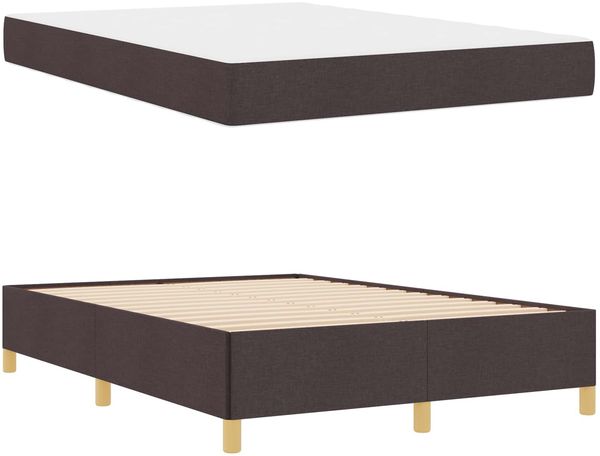 vidaXL Bettrahmen mit Matratze Dunkelbraun 140 x 200 cm Stoff 3398944 Bild 5