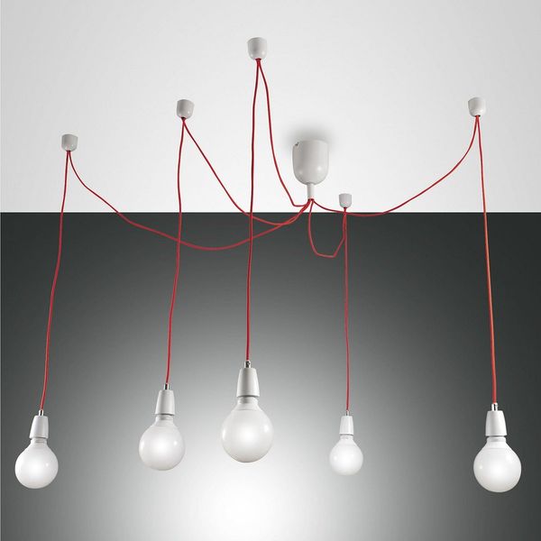 FABAS LUCE No. 3473-48-102 Pendelleuchte Blog E27 5-flammig weiß rot