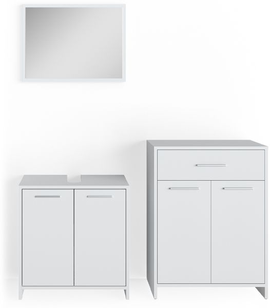 Badmöbel-Set Kiko Weiß 3 Teile, mit Midischrank Vicco