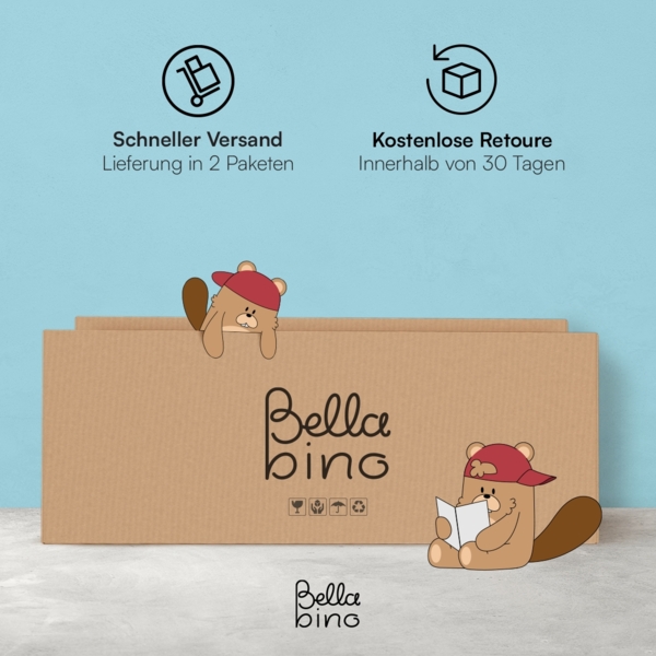 Bellabino 'Bia' Hausbett 90x200 cm/180x200 cm, natur, Kiefer Massivholz, Bodenbett in Hausoptik, ausziehbares Kinderbett mit Lattenrost Bild 10