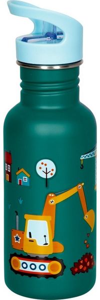 COPPENRATH DIE SPIEGELBURG Trinkflasche Edelstahlflasche Bagger ca. 0,5 l, Wenn ich mal groß bin, mit langlebig, sicherer Trinklösung