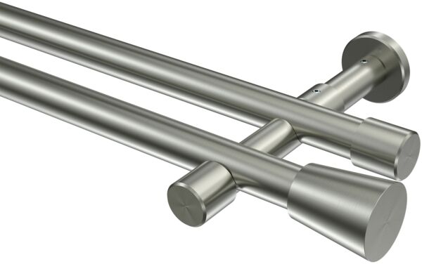 Gardinenstangen-Set Prestige Sitra 160 cm, 2-läufig (ohne Ringe), 20 mm Ø Edelstahl-Optik