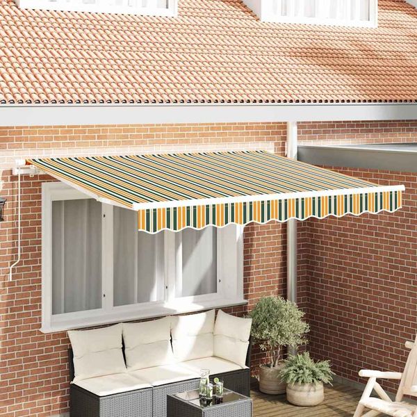vidaXL Markisenersatzstoff Grün und Gelb 3 x 2,5 m Polyester 42000642