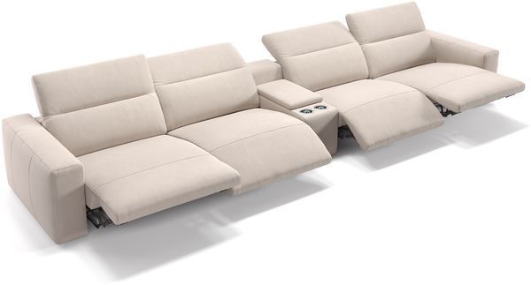 Sofanella Kinosofa LENOLA Viersitzer Stoff Heimkino in Creme XXL: 458 Breite x 109 Tiefe