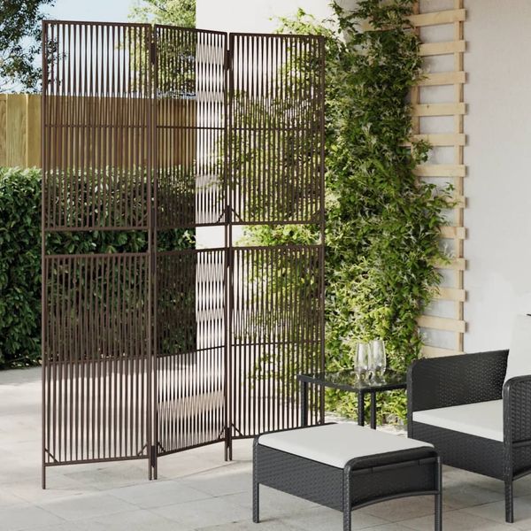 vidaXL Paravent 3-tlg. Braun Poly Rattan 365389