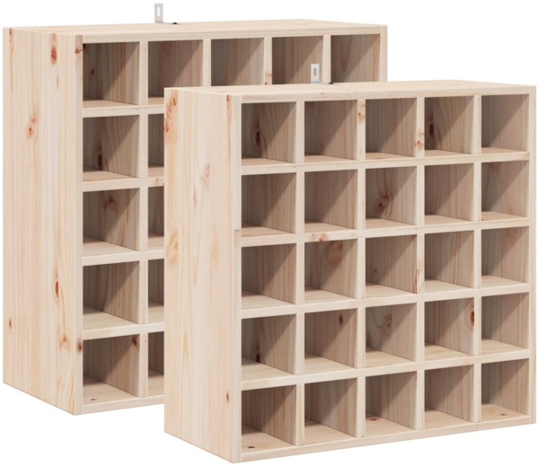 vidaXL Weinregal 2 pcs Natur 56 x 25 x 56 cm Massives Kiefernholz 893312
