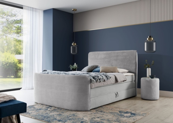 Boxspringbett Schlafzimmerbett BODY 160x200cm in Stoff Hellgrau inkl. Bettkasten Bild 1