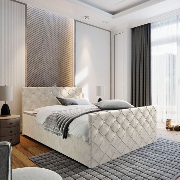 Masseno Boxbett MANDI 180x200 cm mit Bonell Matratze und Topper