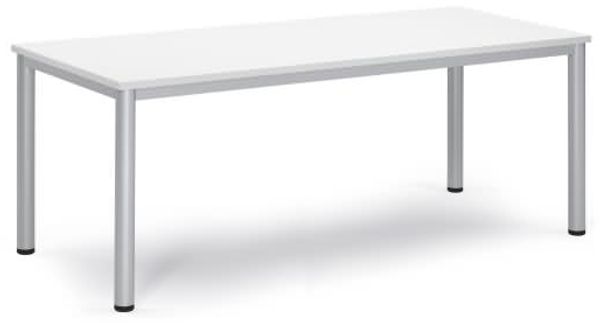 Soennecken Besprechungstisch 180x80x72cm Gestell silber Platte weiß