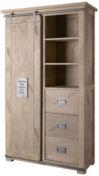 Schrank Mango 100x45x175 whitewash lackiert RAILWAY #314